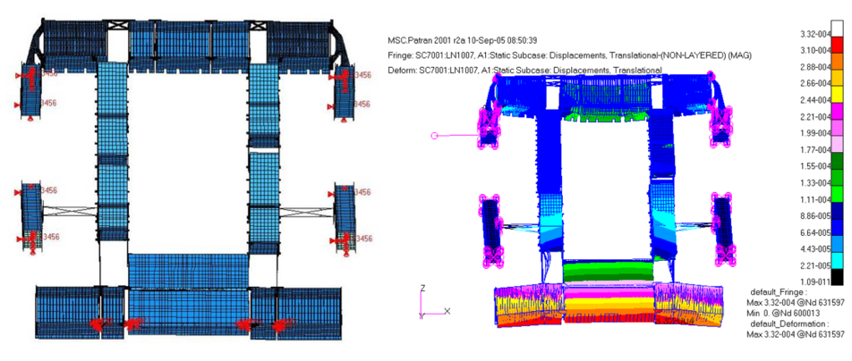 Structural model of the flight WAKE radiator produced by SDU. Maximum displacement due to gravity 0.33 mm